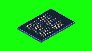 isometrisch Tablette Animation. Programm Code auf Tablette Bildschirm. isometrisch Technologie. 4k animiert im isometrisch Stil video