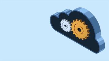 isométrico nuvem Informática animação. nuvem tecnologia conceito. rede hospedagem conceito. isométrico tecnologia. 4k animado dentro isométrico estilo. video