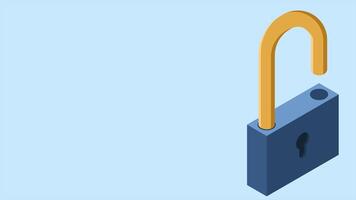 isométrico trava animação. 3d isométrico trancar. dados Acesso e dados segurança. cyber segurança. isométrico tecnologia. 4k animado dentro isométrico estilo. video