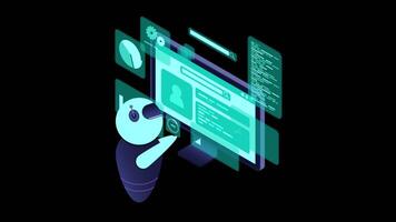 isométrico seo análise animação. procurar motor otimização análise conceito. digital tecnologia local na rede Internet. isométrico tecnologia. transparente fundo com alfa canal. video