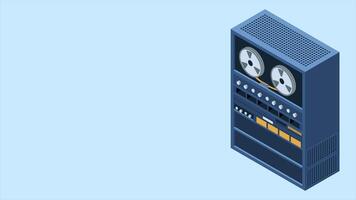 servidor prateleira animação. isométrico servidor. servidor rede equipamento. computador rede tecnologia. tecnologia. 4k animado dentro isométrico estilo video