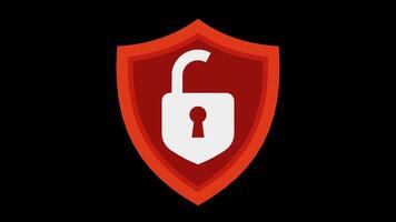 röd skydda låsa säkerhet ikon animering på transparent bakgrund video