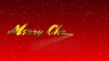 Festive Merry Christmas text in shiny gold with sparkling stars and glitter on a rich red gradient background. Warm and joyful holiday design with copy space. video