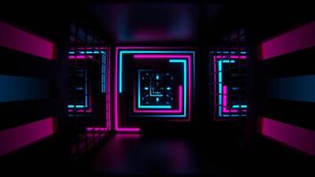 rosado y cian diferente neón líneas túnel antecedentes vj lazo en 4k video