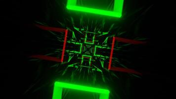 Green and Red Neon Flashing Mirrored Tunnel Background VJ Loop in 4K video