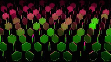 rosa och grön abstrakt hexagoner rotation bakgrund vj slinga i 4k video