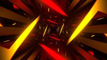 röd och orange neon kurva i spegel tunnel bakgrund vj slinga i 4k video