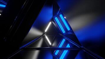 White and Blue Strobe Mirror Triangular Tunnel Background VJ Loop in 4K video