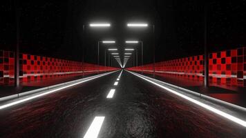 wit en rood neon snel futuristische snelweg achtergrond vj lus in 4k video