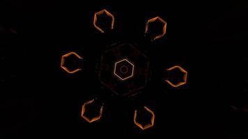 röd och orange Blixt sexkantig tunnel bakgrund vj slinga i 4k video