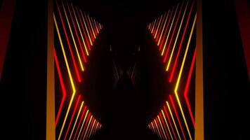 naranja y rojo neón líneas soltar en espejo corredor antecedentes vj lazo en 4k video