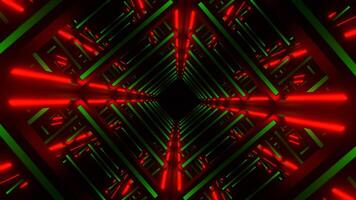 Red and Green Movement Through Neon Frame Background VJ Loop in 4K video