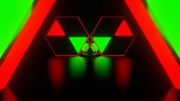 röd och grön blinkande sexhörning område bakgrund vj slinga i 4k video