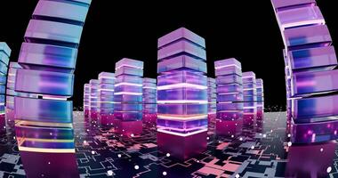 abstrato digital panorama com brilhando estruturas video