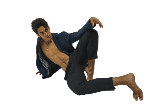 Scantily clad mulatto dancer, ballet dancer man shows dance elements, dark-skinned athletic man, isolated object on transparent background, isolated object on transparent background, png