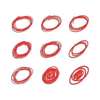 Art of red scribbled circles vector