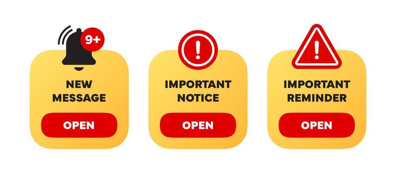 Pop-up window about reminders and warnings vector