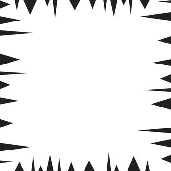 Black triangles pattern square frame border. White background. Empty space for text or picture. vector