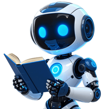 uma encantador robô absorta dentro lendo explorando a fusão do tecnologia e conhecimento png