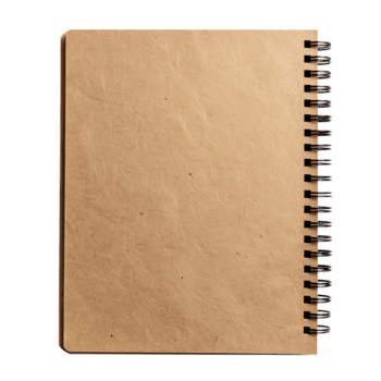 em branco rústico Castanho espiral caderno com texturizado papel cobrir e Preto fio vinculativo, isolado em uma transparente fundo. ideal para notas, esboços, e criativo projetos png