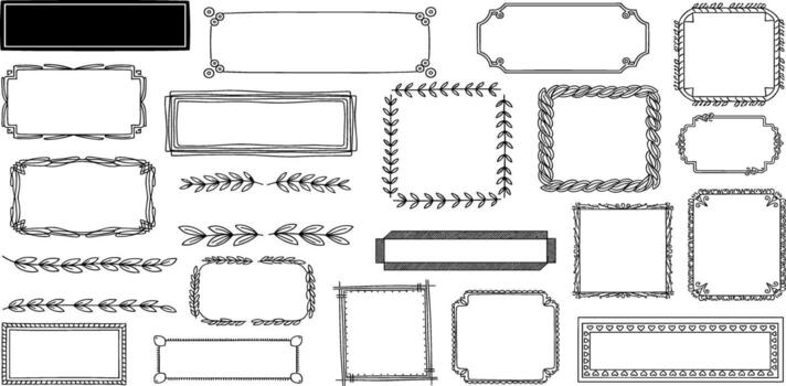Hand-Drawn Frame Collection A Versatile Set of Decorative Borders for Design Projects vector