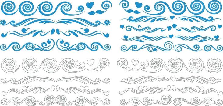 Decorative Swirls and Flourishes Set for Design Elements and Borders vector
