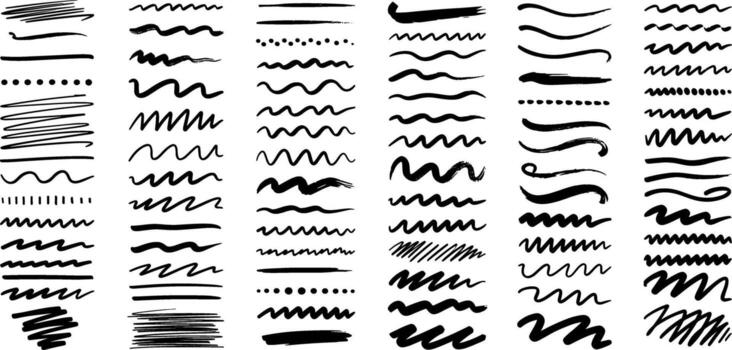 Abstract Brush Strokes and Artistic Lines Collection for Design Projects vector