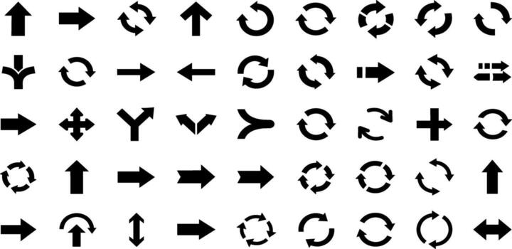 A versatile set of black arrow icons. Modern abstract shapes for navigation and direction, isolated on a white background for creative design vector