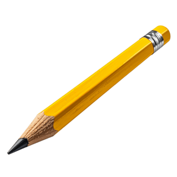 Bright yellow wooden pencil with a sharp graphite tip and eraser, a versatile graphic concept element for design, education, and creative projects png