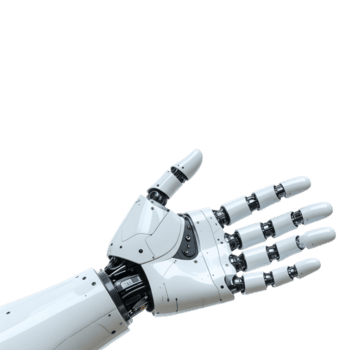 bordo tagliente bianca robotica braccio con esteso dita, simboleggiante artificiale intelligenza, automazione, e il futuro di uomo-macchina interazione nel Avanzate tecnologia png