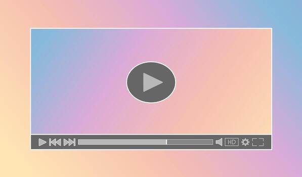 Bright gradient multimedia player with minimal buttons and clean progress bar. Stylish, modern, and perfect for web and mobile applications, digital presentations. vector
