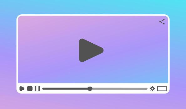 Gradient background player UI featuring rounded play button, smooth progress bar, and minimal controls. A trendy design for multimedia apps and streaming websites. vector