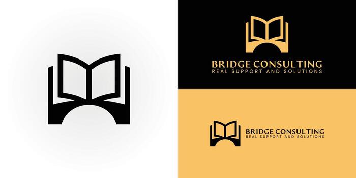 The logo of a culture consulting firm illustrates an open book as a bridge. This design elegantly symbolizes how knowledge leads to progress, culture, and community organizations through transitions. vector