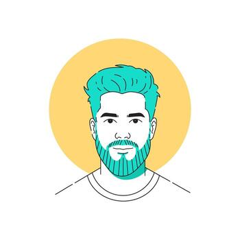 hombre con barba línea Arte retrato vector