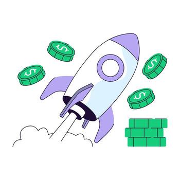 Conceptual Colored line design illustration of business launch vector