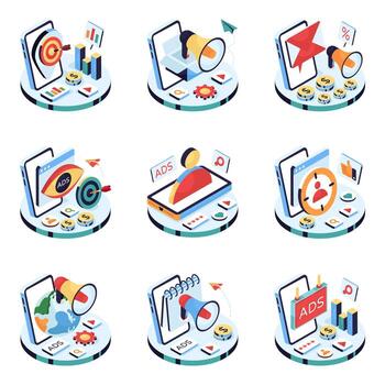Digital marketing advertising icons set vector