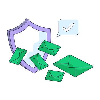 Conceptual Colored line design illustration of mail security vector
