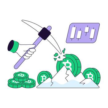 Trendy design of bitcoin mining vector