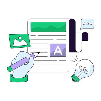 Conceptual flat line design of content writing vector
