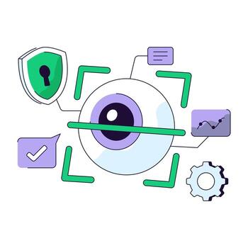 Eye symbol with security icons vector