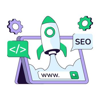 Rocket symbolizing digital marketing success vector