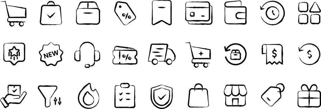 Minimal Shopping and E Commerce Icon Illustration Set for Web and App Design vector