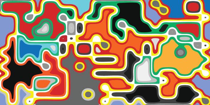 Psychedelic Abstract Flowing Pattern Background Red, Orange, and Blue Liquid Labyrinth vector