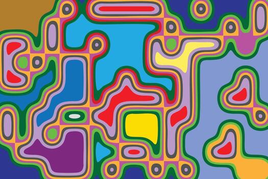 Psychedelic Abstract Flowing Pattern Background Colorful Liquid Labyrinth Art. vector