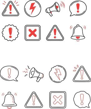 Warning, Alert and Danger Notification Icon Set vector
