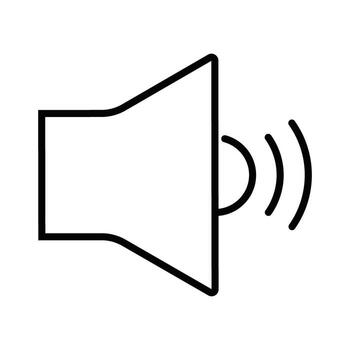 sonido altavoz línea Arte icono, símbolo para volumen, audio, y notificación. vector