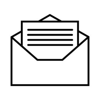 Open Envelope with Letter Line Art Icon, Symbol for Mail and Communication. vector
