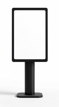 Display stand mockup with an integrated LCD screen. photo