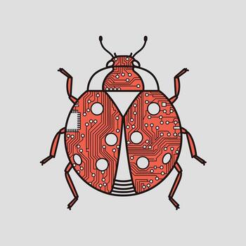 Digital Ladybug Icon Technology and Innovation Concept Circuit Board Design vector