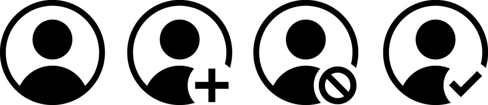 User profile icon set for account management actions, vector